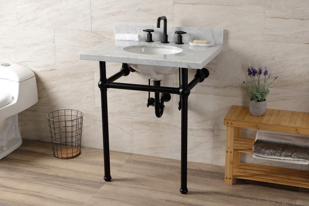 KVBH3022M80 30" Console Sink with Brass Legs (8-Inch, 3 Hole)