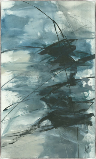 36x60 Abstract 118, Framed Artwork, Silver