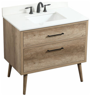 Bella 36" Midcentury Modern Natural Oak-Light Bathroom Vanity