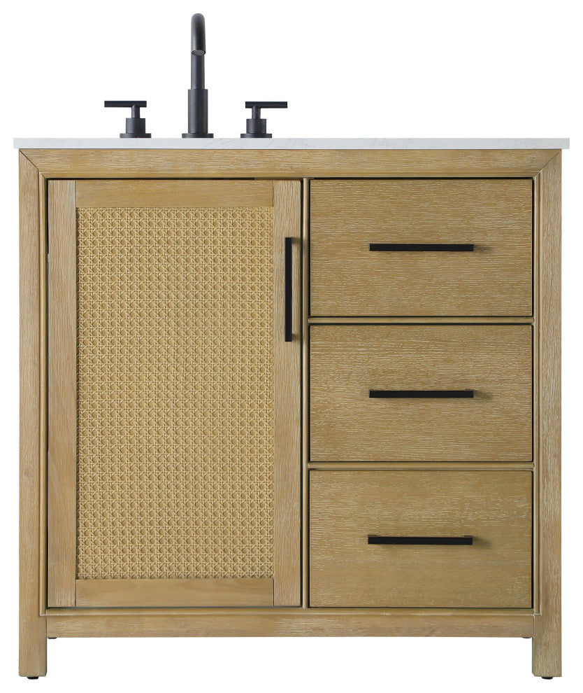 Home Living 36" Single Bathroom Vanity, Linen Oak