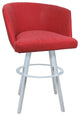 Swivel Metal Bar Stool Joey on Warren Base, Ruby Vinyl White, 26"
