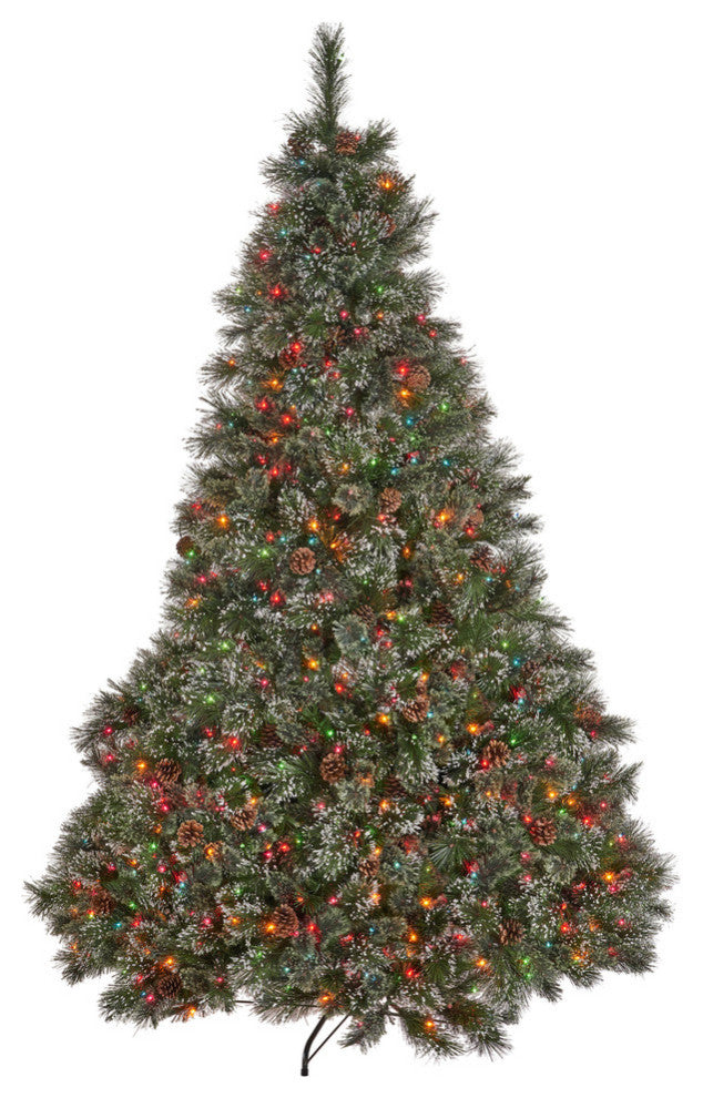 Jody 7' Pine and Mixed Spruce Artificial Christmas Tree, Pre-Lit Multi-Colored