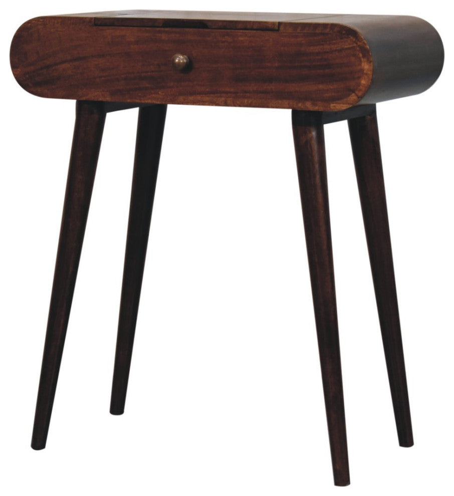 Artisan Furniture Mini California Walnut Dressing Table with Foldable Mirror