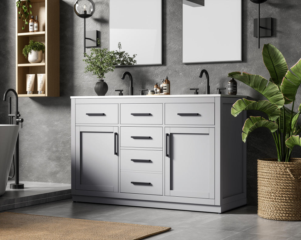 Home Living 54" Double Bathroom Vanity, Grey