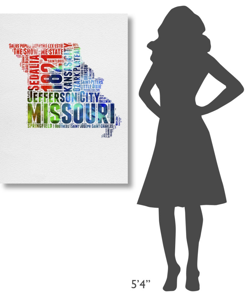 "Missouri Watercolor Word Cloud" Fine Art Print