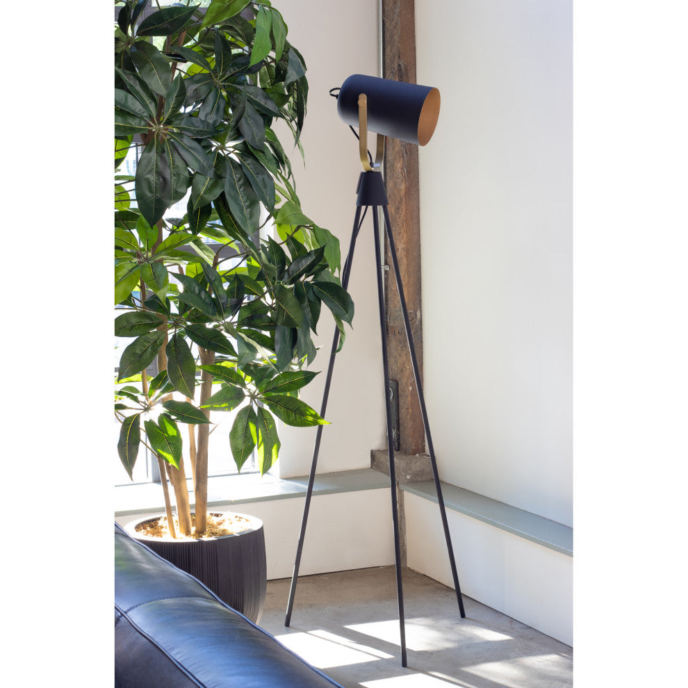 Industrial Spotlight Floor Lamp Black - Black
