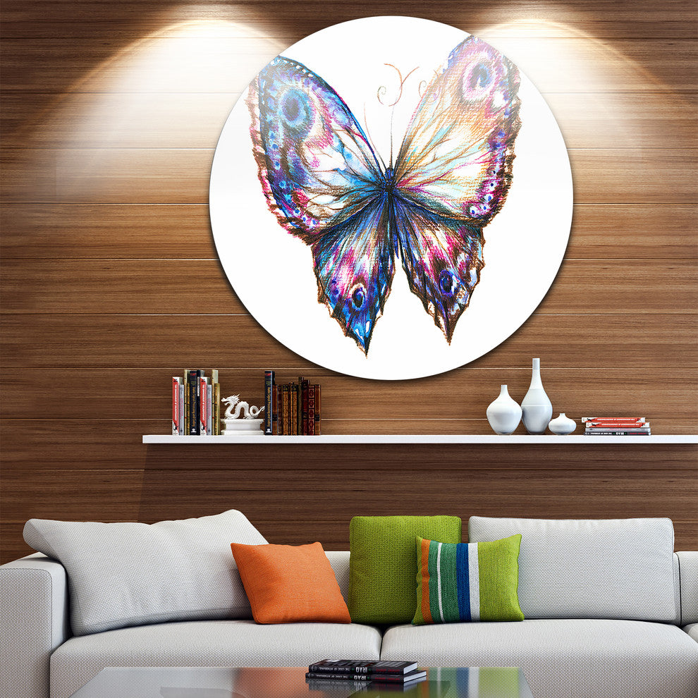 Isolated Butterfly, Animal Large Disc Metal Wall Art, 11"