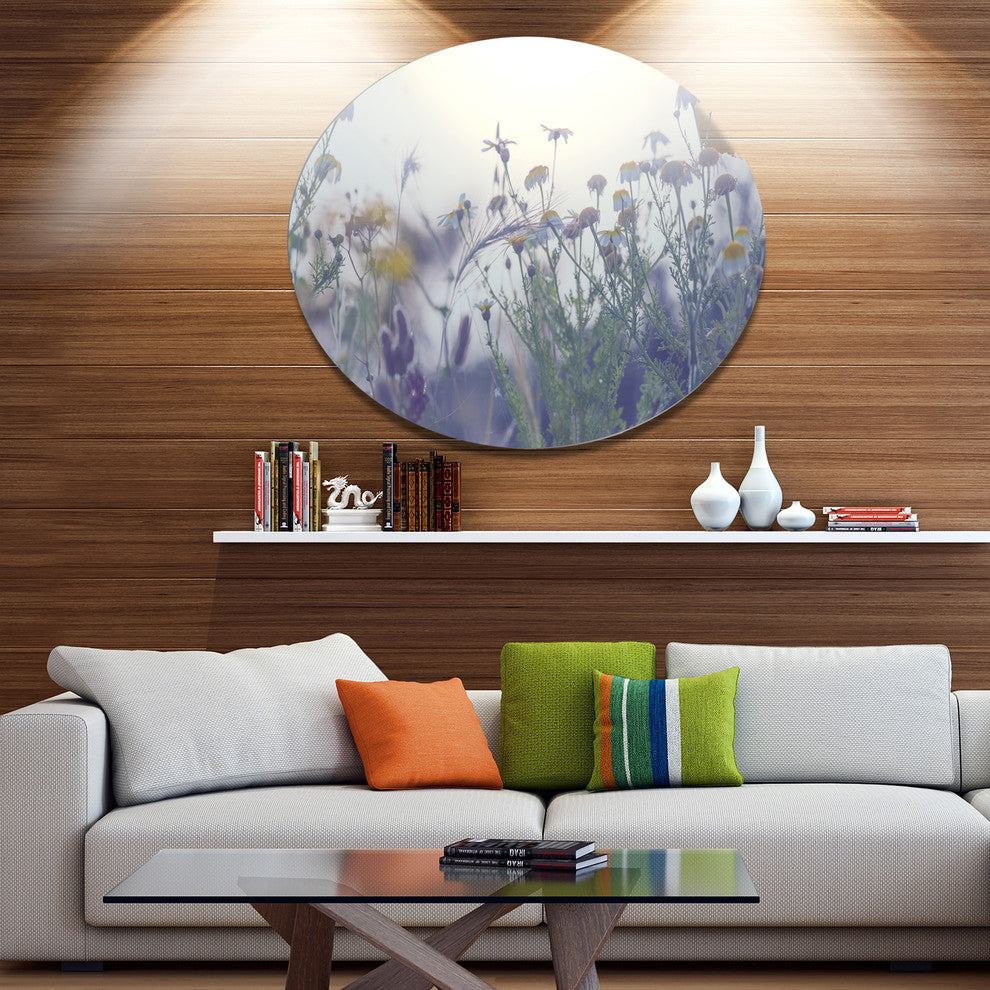 Summer Flowers In Foggy Light, Flower Round Metal Wall Art, 11"