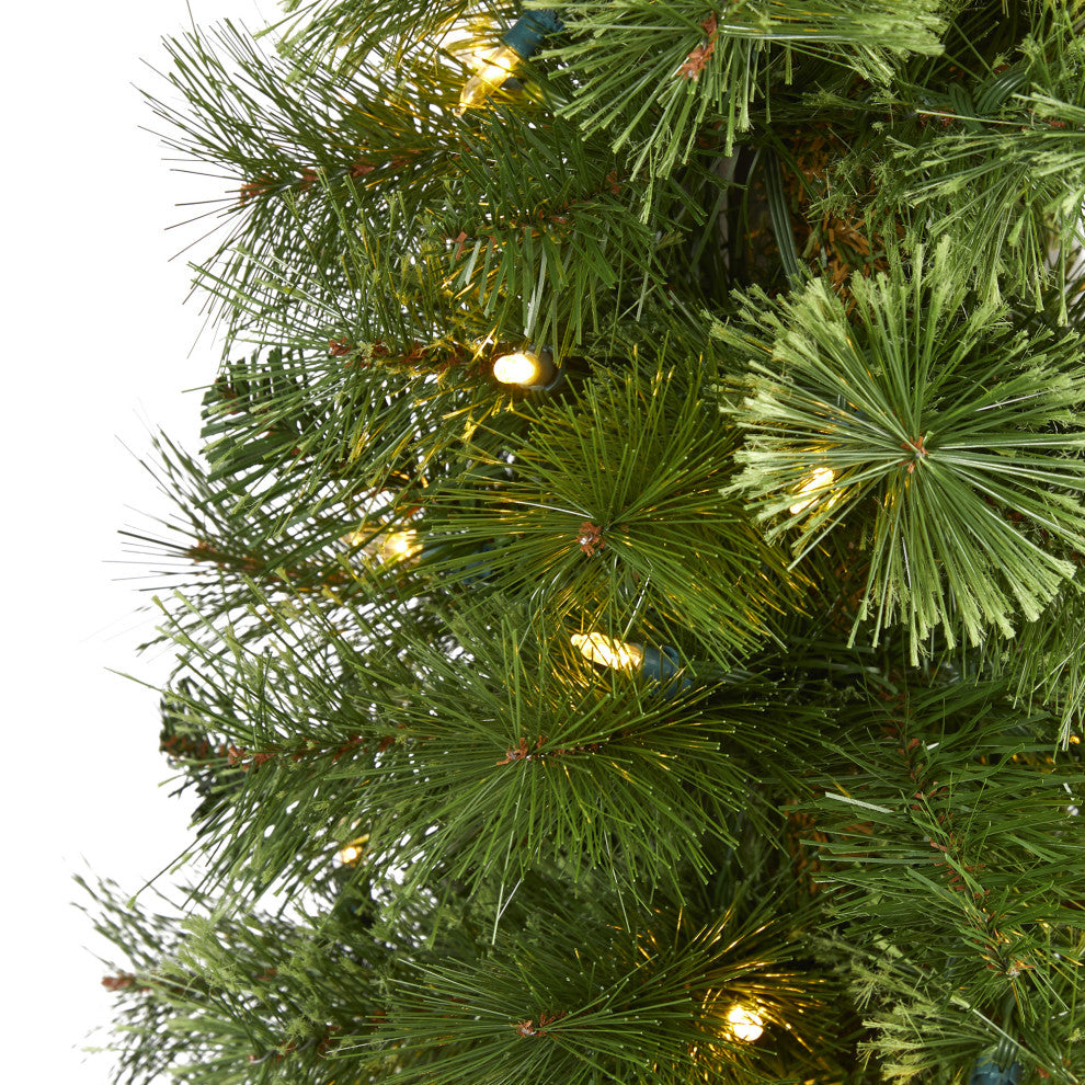 5' Green Pencil Christmas Tree / 100 Clear LED Lights and 198 Bendable Branches