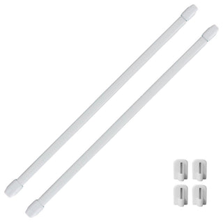 Bundle 2 Cafe Curtain Rods and 4 Self Adhesive Hooks, White, 24" to 32"