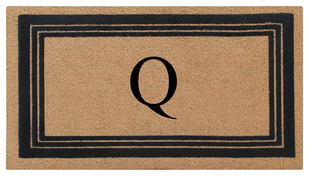 A1HC Natural Coir Monogrammed Entrance Flock Outdoor Durable Doormat 24" X 39",