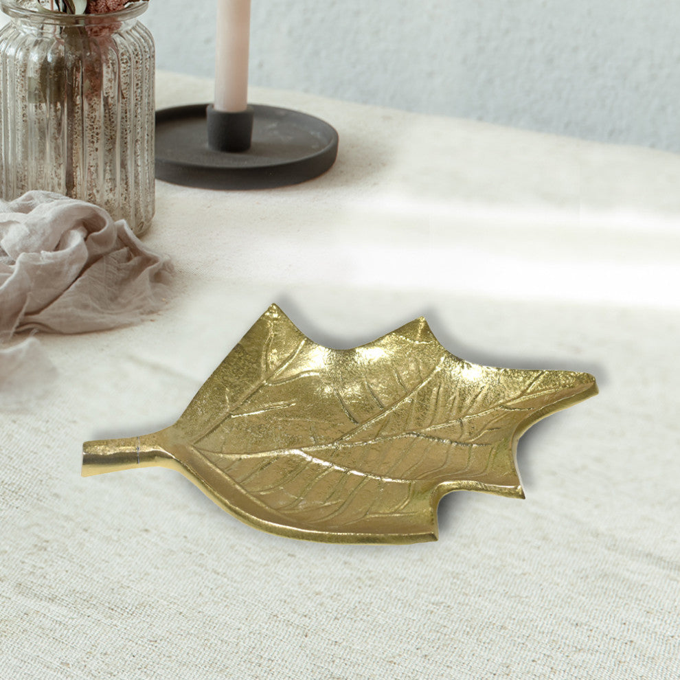 Handmade Decorative Aluminium Tray, Gold Color Coated