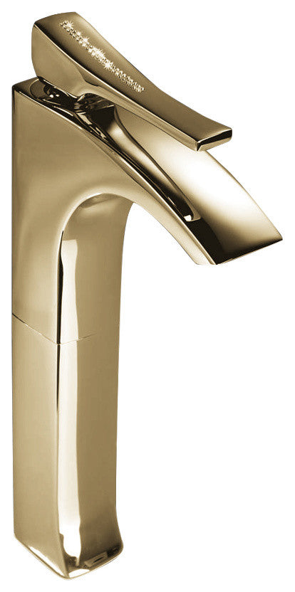 Skip Diamond Vessel Sink Faucet, Polished Gold, Without pop-up drain