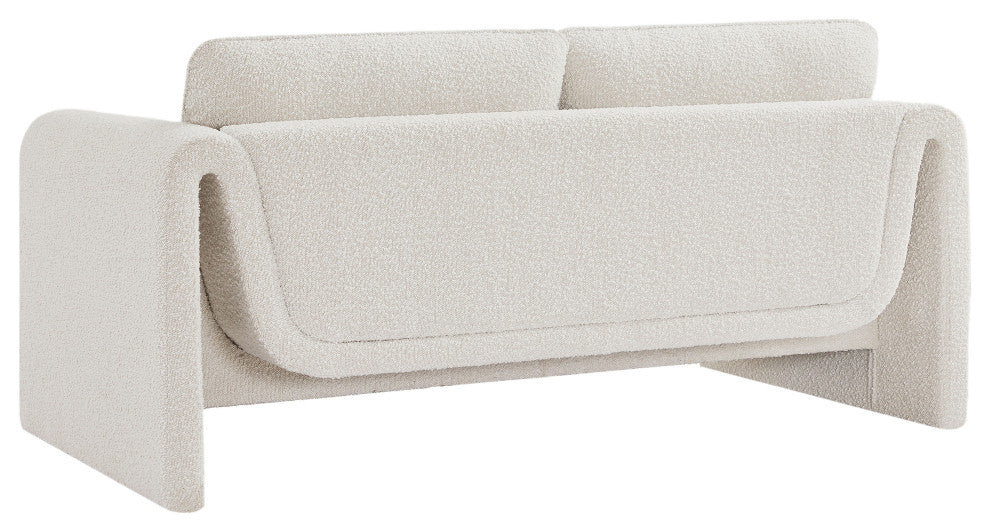 Stylus Boucle Fabric Upholstered Loveseat, Cream