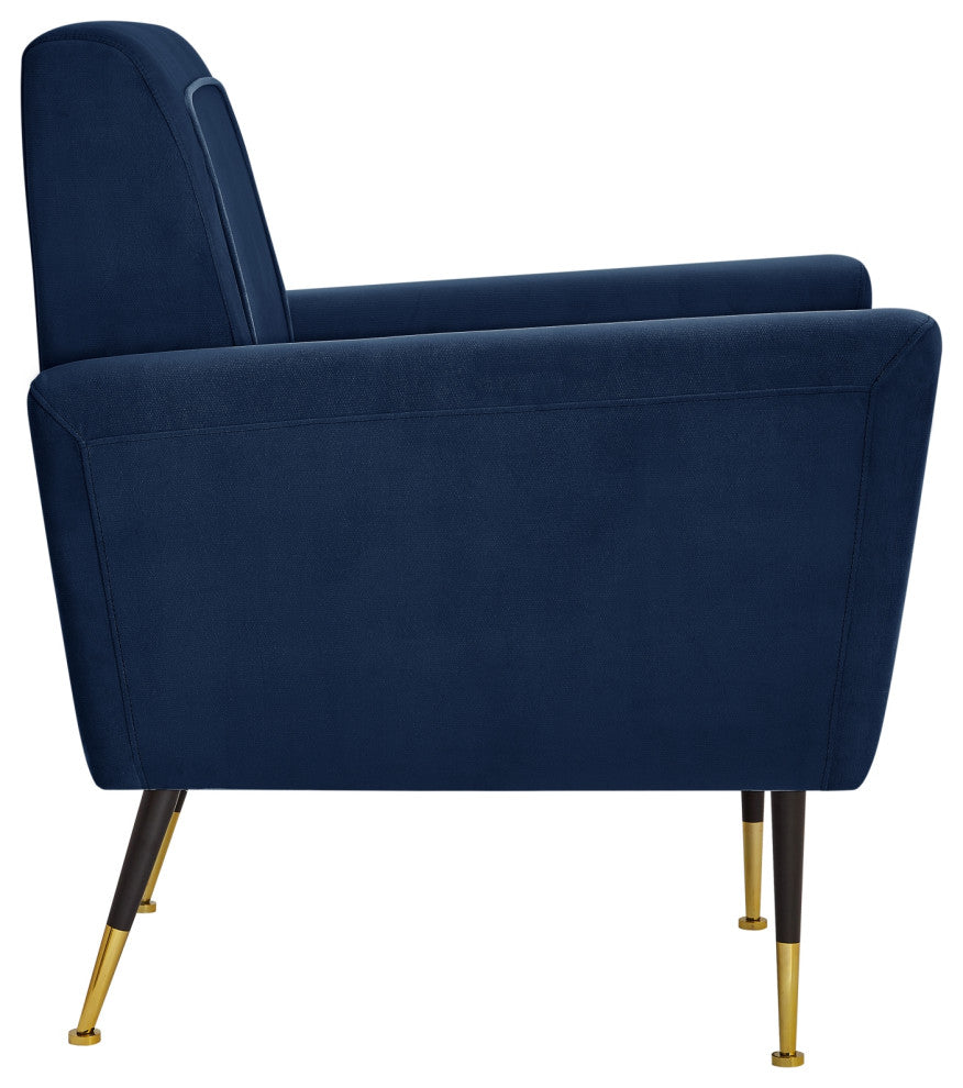 Inspired Home Holt Accent Chair Velvet/Linen 30Lx32Wx36H, Navy