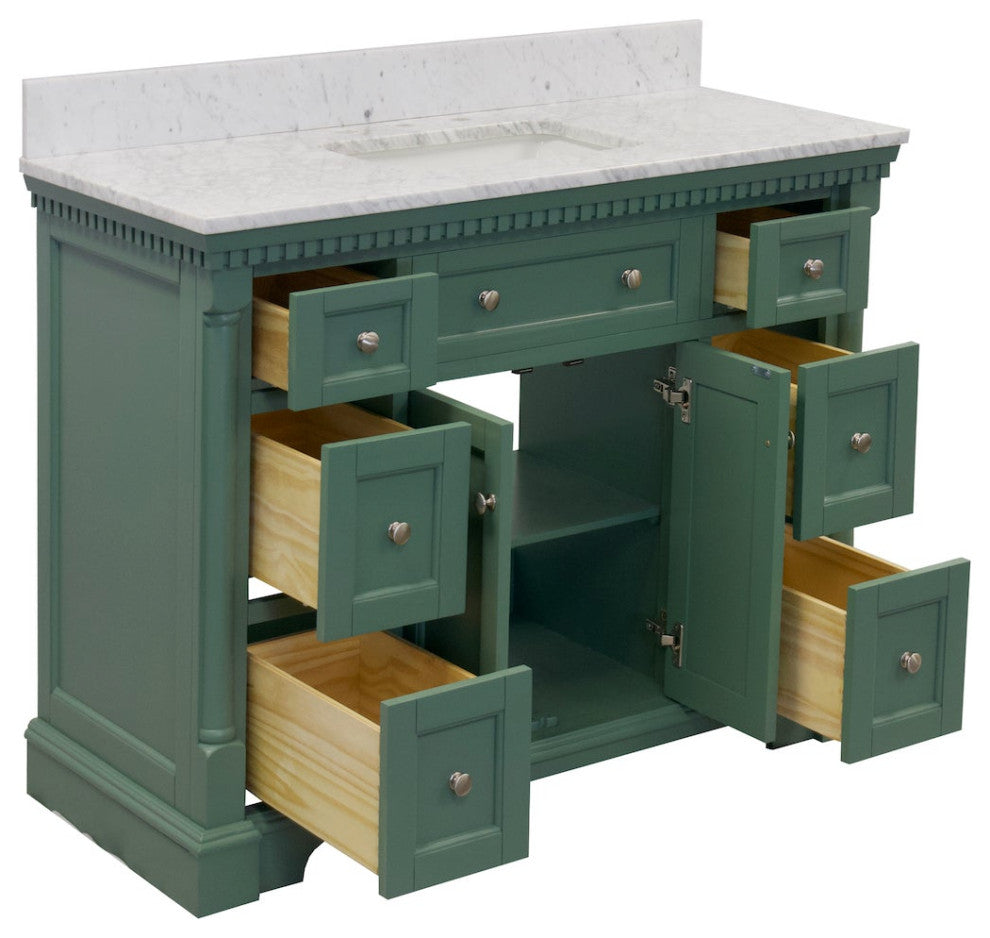 Sydney 48" Bathroom Vanity, Sage Green, Carrara Marble