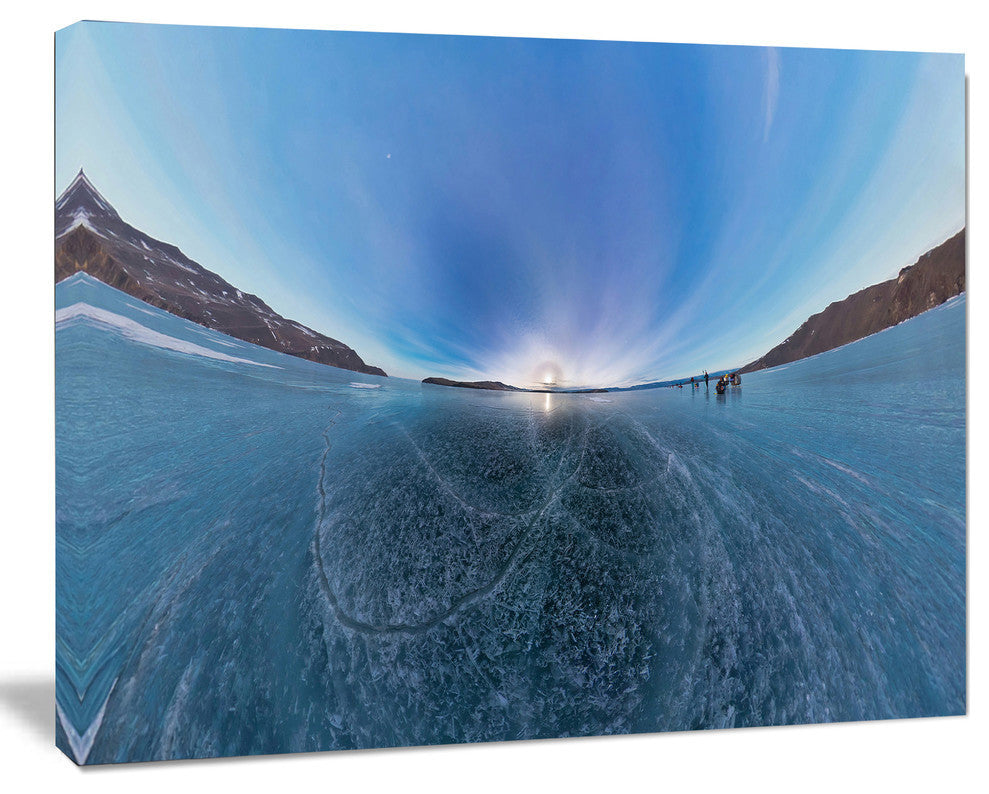 Ice on Lake Baikal Ice at Sunset, Landscape Canvas Art Print, 40"x30"