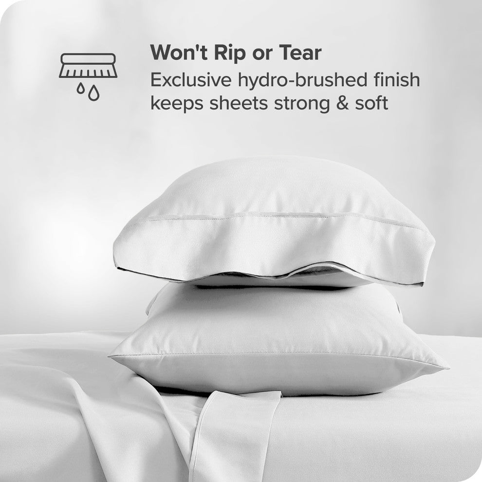 Bare Home Full XL 1800 Microfiber Sheet Set, White