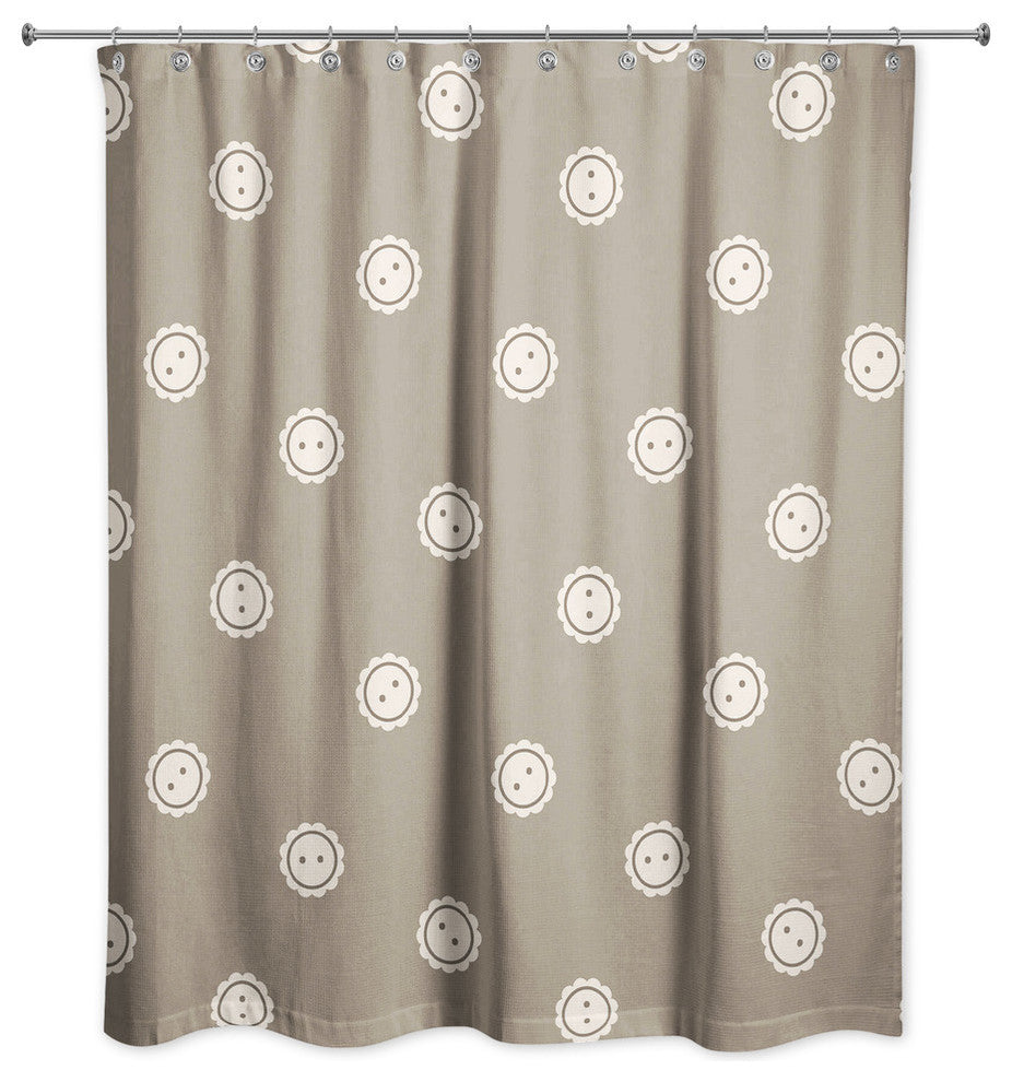 Tan Button Pattern Shower Curtain