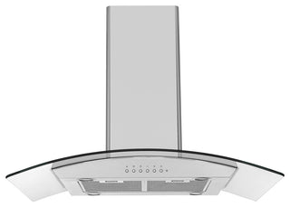 Ancona Convertible Island Glass Canopy Range Hood, Night Light Feature, 36 in.