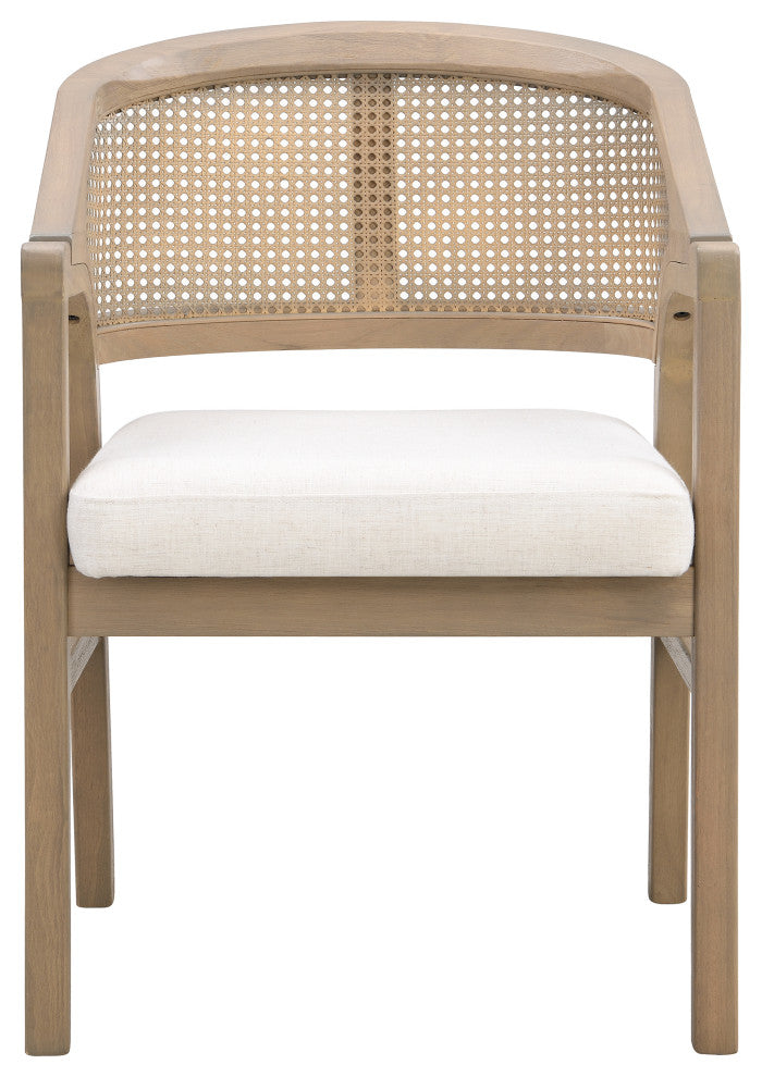 GDF Studio Wooden Frame Dining Chair With Cane Back, Light Ash + Beige, Set of 2