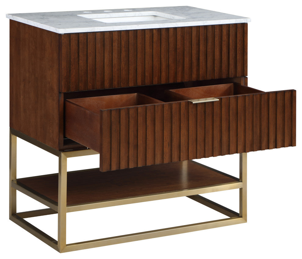 Monad Bathroom Vanity, Walnut, 36" Wide