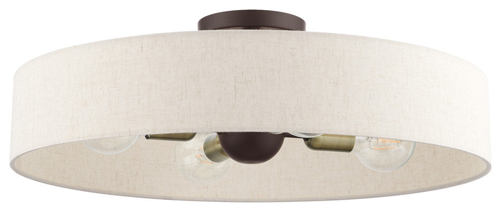 Livex Lighting Venlo 4 Light Bronze With Antique Brass Accents Large Semi-Flush