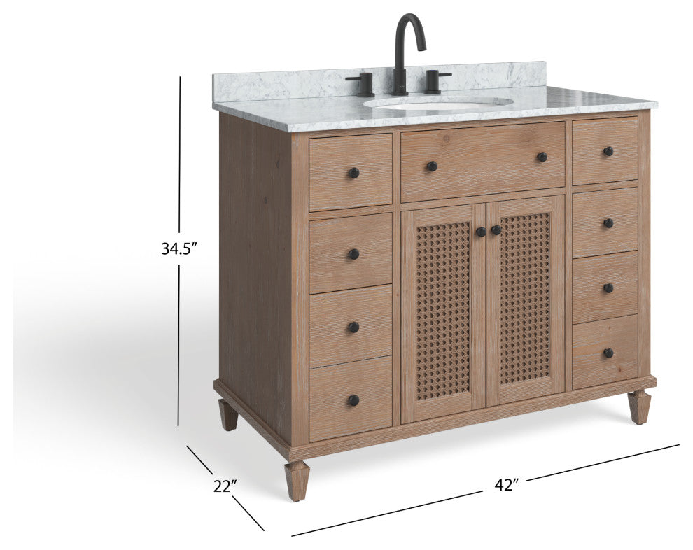 The Wailea Bathroom Vanity, Single Sink, 42", Weathered Fir, Freestanding
