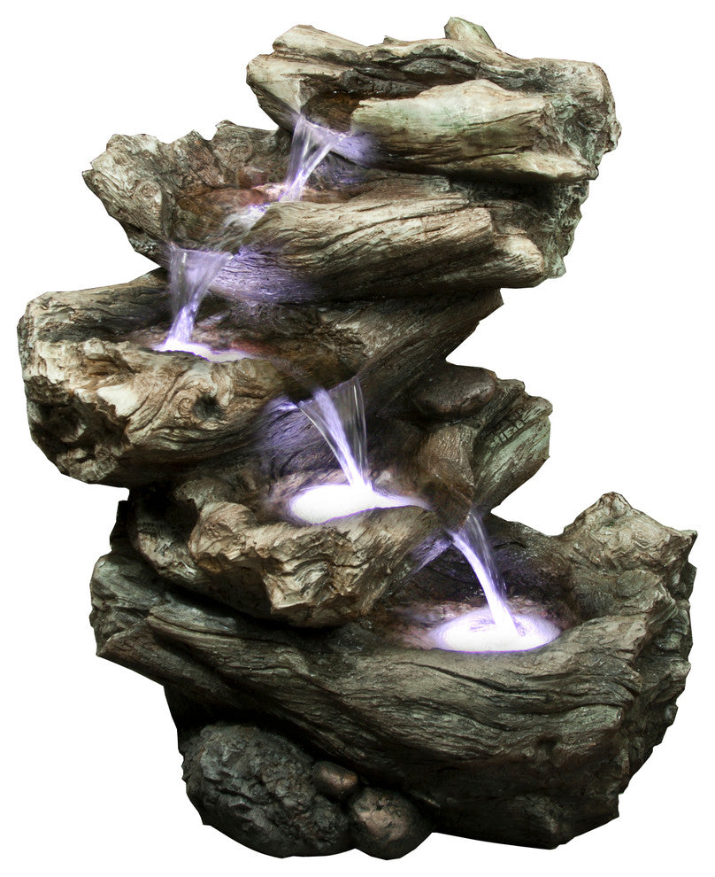 22" Meadow Log Fountain With LED Lights