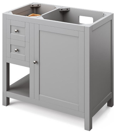 Astoria Transitional 36" Grey Right Offset Sink Vanity, Steel Grey Cultured Marb