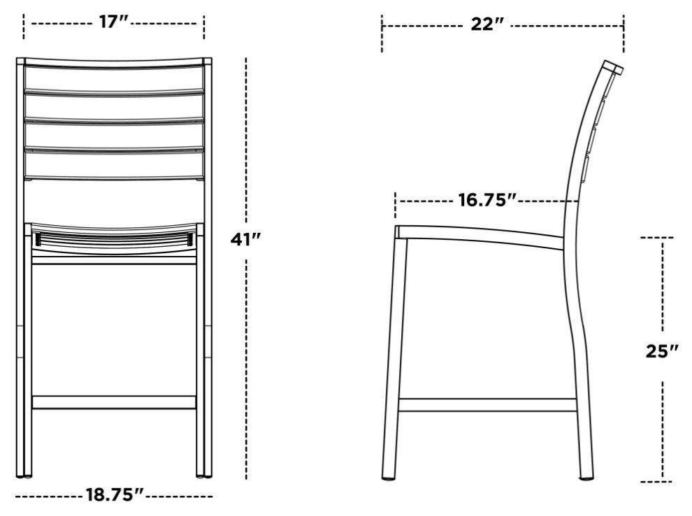 Euro Counter Side Chair, Satin White, Pacific Blue