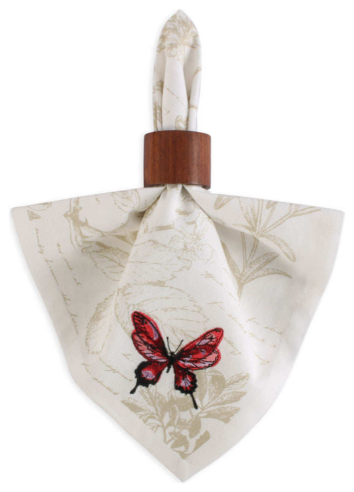 Botanical Butterfly Embroidered Napkin Set of 6