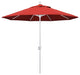 9'' Matted White Push-Button Tilt Crank Aluminum Umbrella, Red Olefin