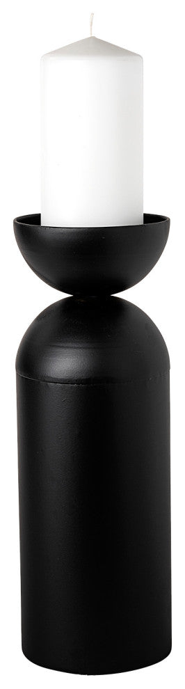 Alex Large Black Metal Cylindrical Table Candle Holder