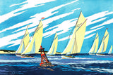 "Yellow Sailboats" Painting Print on Wrapped Canvas