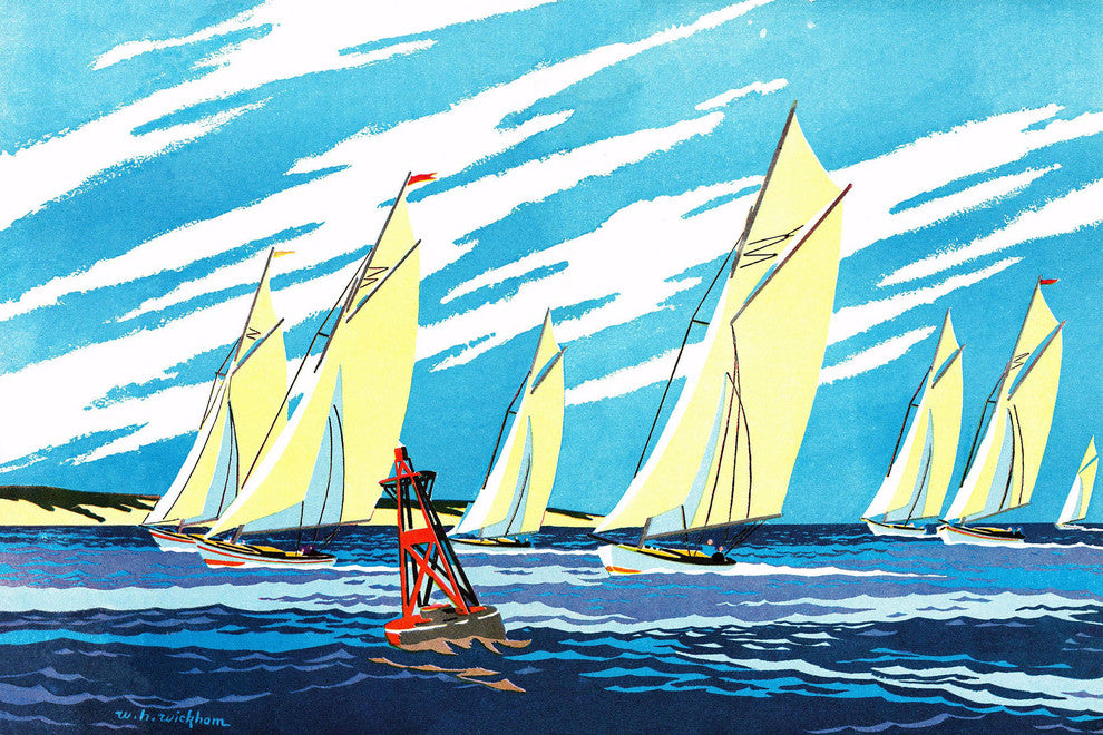 "Yellow Sailboats" Painting Print on Wrapped Canvas