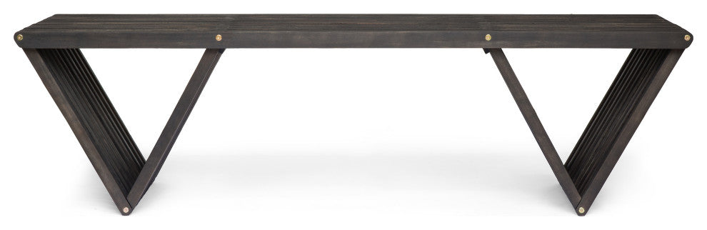 GDF Studio Esme Outdoor Acacia Wood Bench, Dark Gray