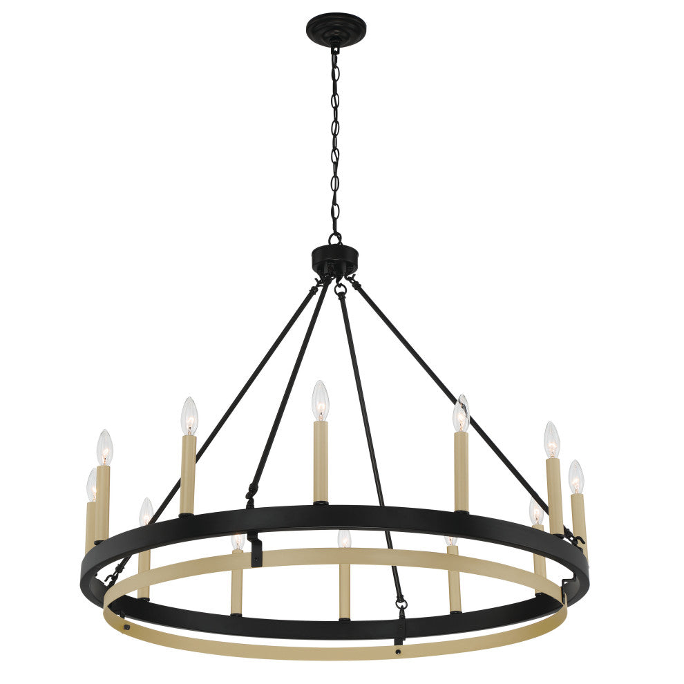12 Light Candle Style Wagon Wheel Chandelier
