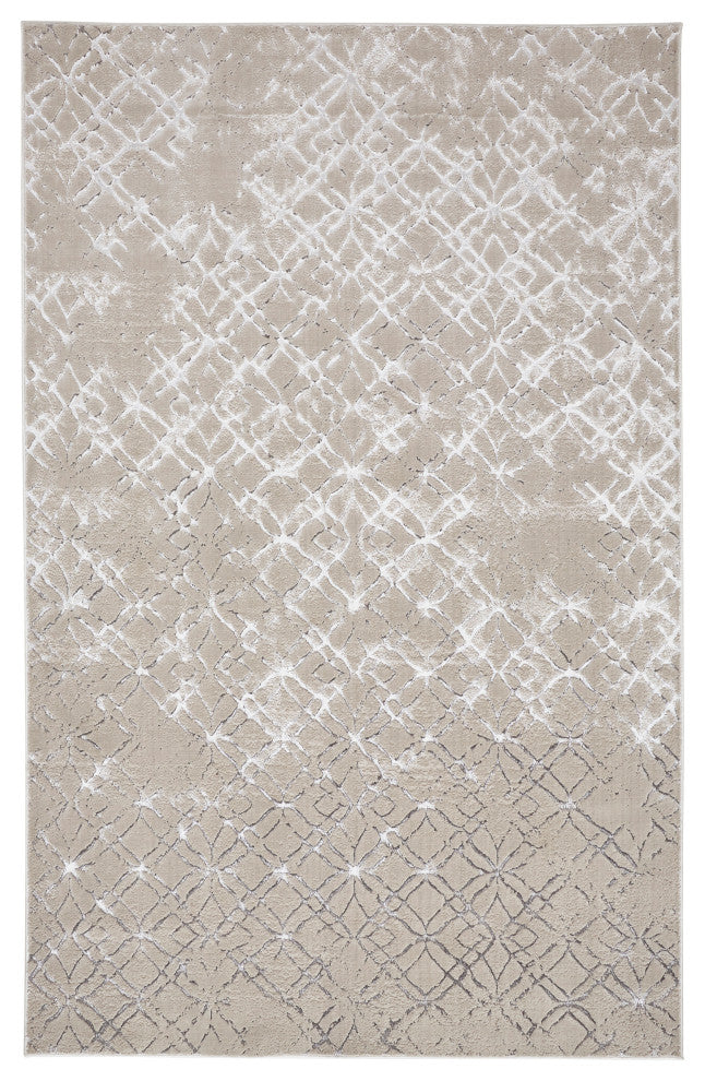 Orin R3047 Modern/Industrial/Luxury & Glam Area Rug, Beige/Silver, 12'x18'