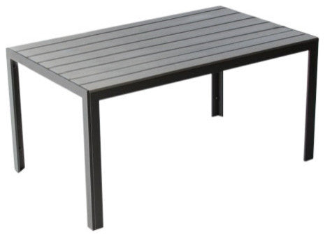 Meldecco-Winston Rectangle Patio Dining Table, Gray/Gray