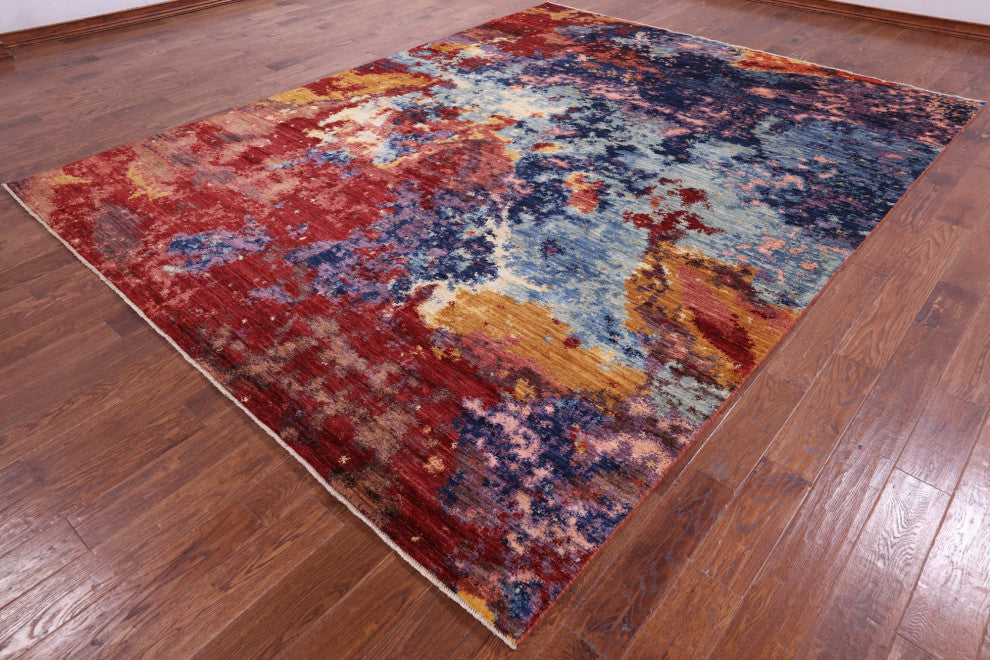 9' 0" X 11' 8" Hand Knotted Modern Abstract Wool Rug - Q12414