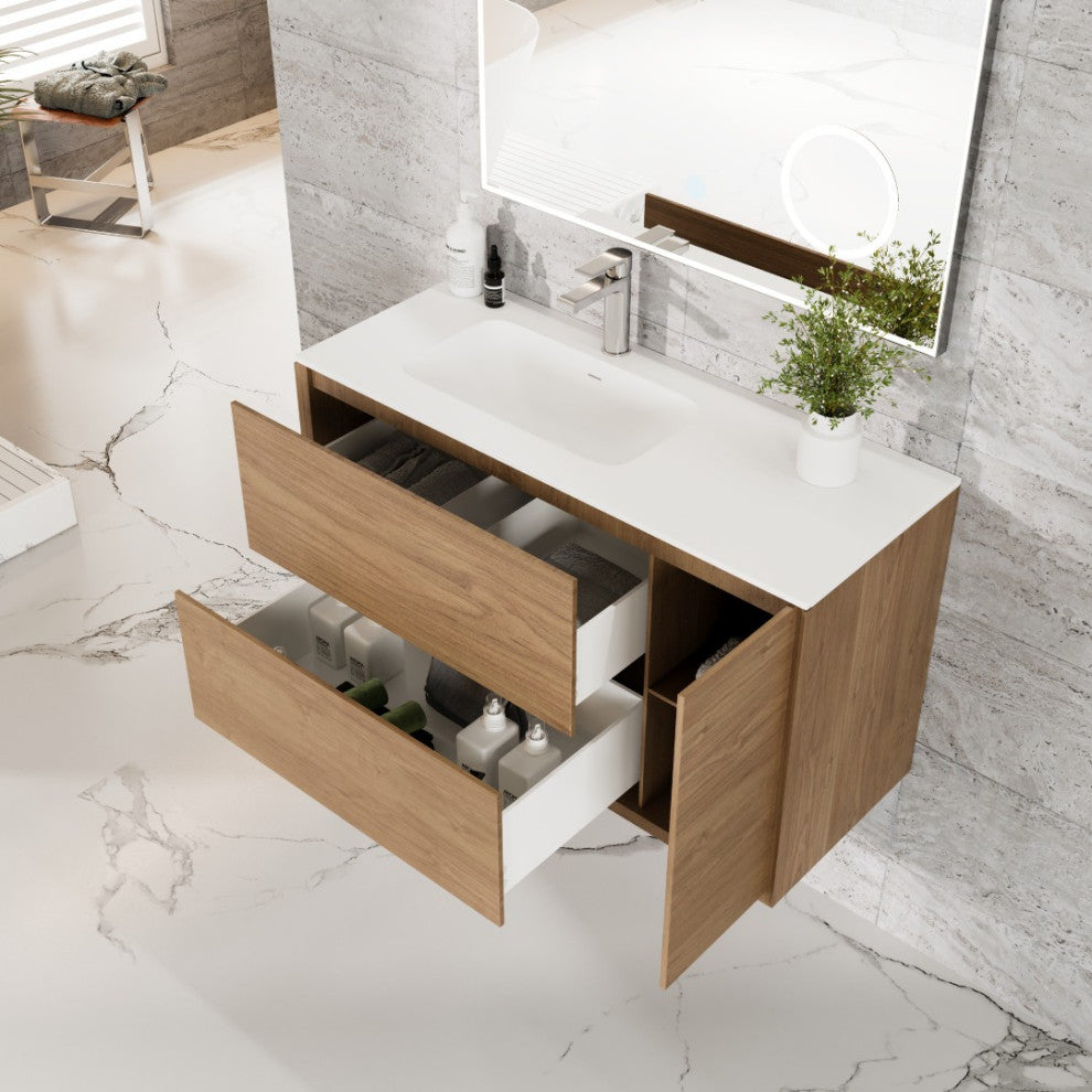 Eviva Prancer 36" Oak Wall Mount Bathroom Vanity