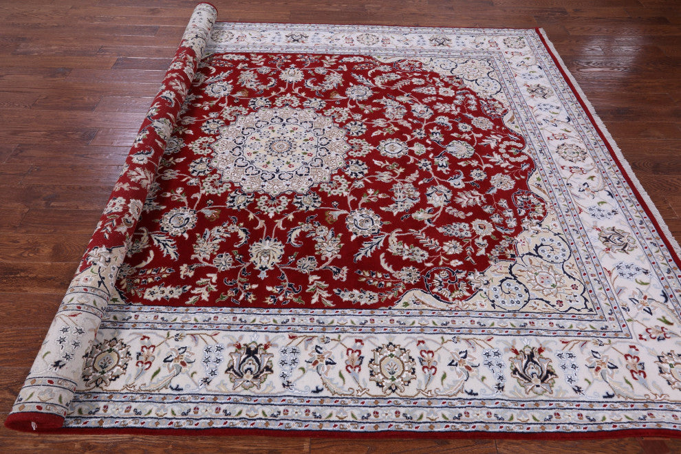 Wool & Silk Persian Nain Hand Knotted Rug 8' 0" X 10' 2" - Q14720