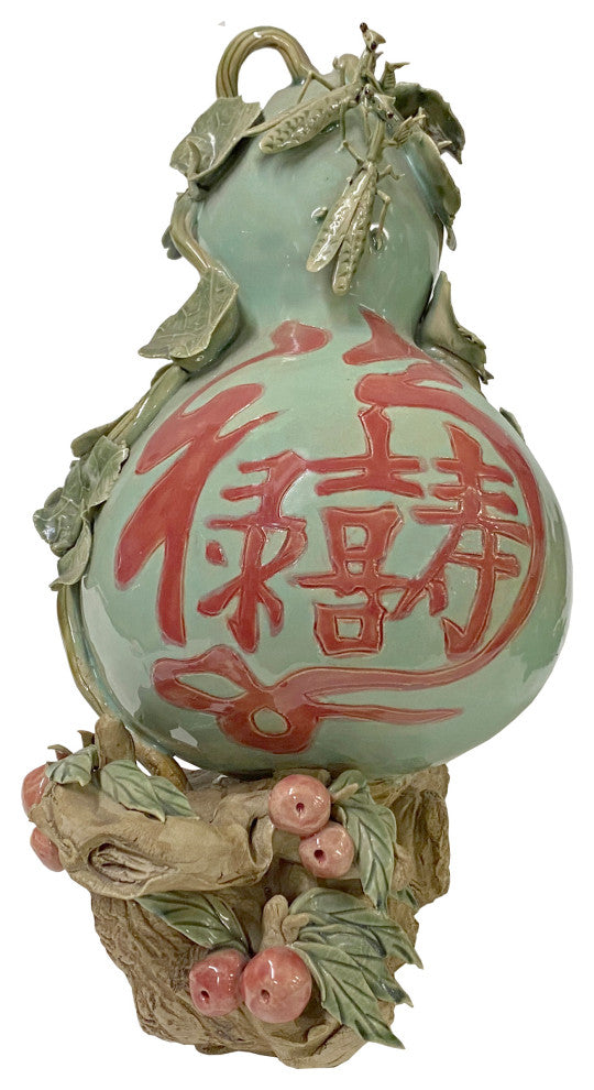 Handmade Light Green Ceramic Artistic Gourd Figure Display Art Hws2804