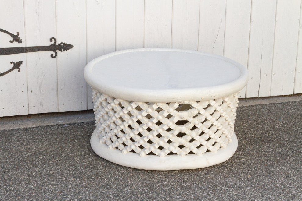 Aged White Bamileke Round Table