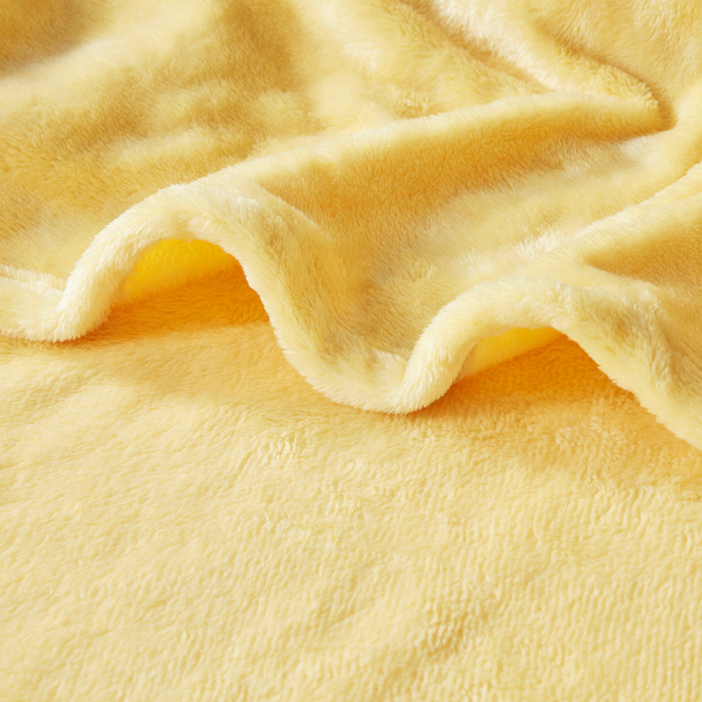 Intelligent Design Solid Microlight Plush Brushed Throw, Yellow