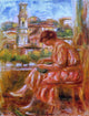 Pierre Auguste Renoir Woman at the Window with a View of Nice Wrapped Canvas