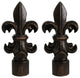 Fleur de Lis Lamp Finial, 3" Tall, Antique Bronze, Set of 2