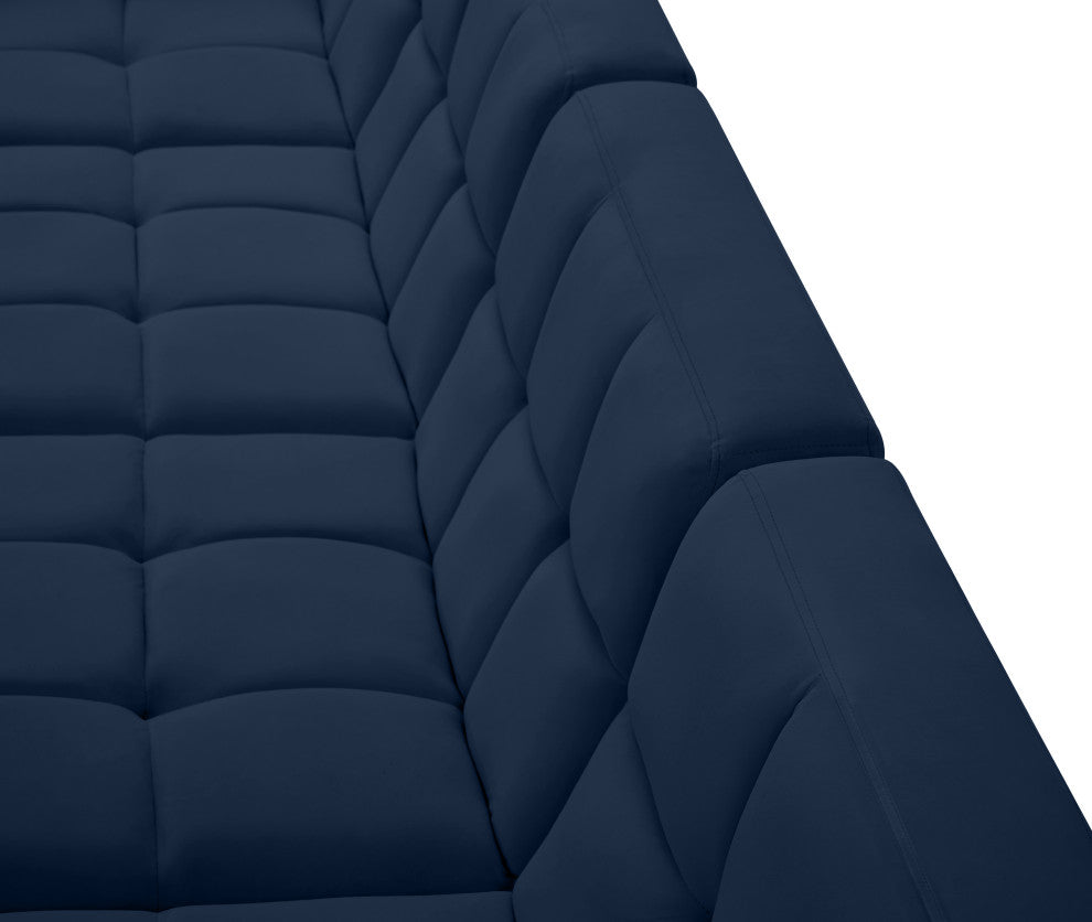 Relax Velvet Upholstered 8-Piece U-Shaped Modular Sectional, Navy
