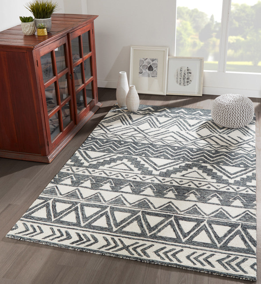 Momeni Mallorca Wool Hand Hooked Charcoal Area Rug 5''x8''